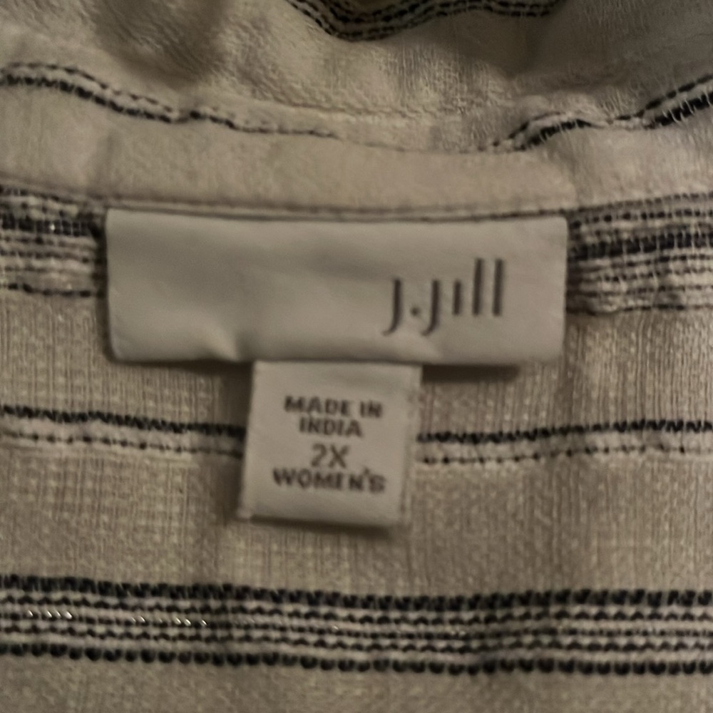 J.Jill blue/white stripe button front top - Picture 3 of 4
